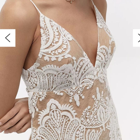 Free People Women's Night Shimmers Lace Sequined Mini Dress in ivory size 2. - Picture 2 of 10